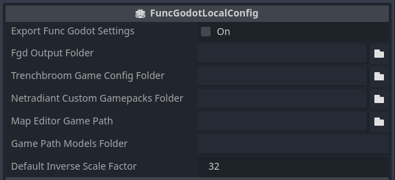 FuncGodotLocalConfig resource inspector.